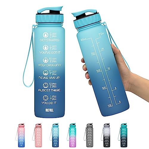 Motivational Fitness Sports Water Bottle with Time Marker